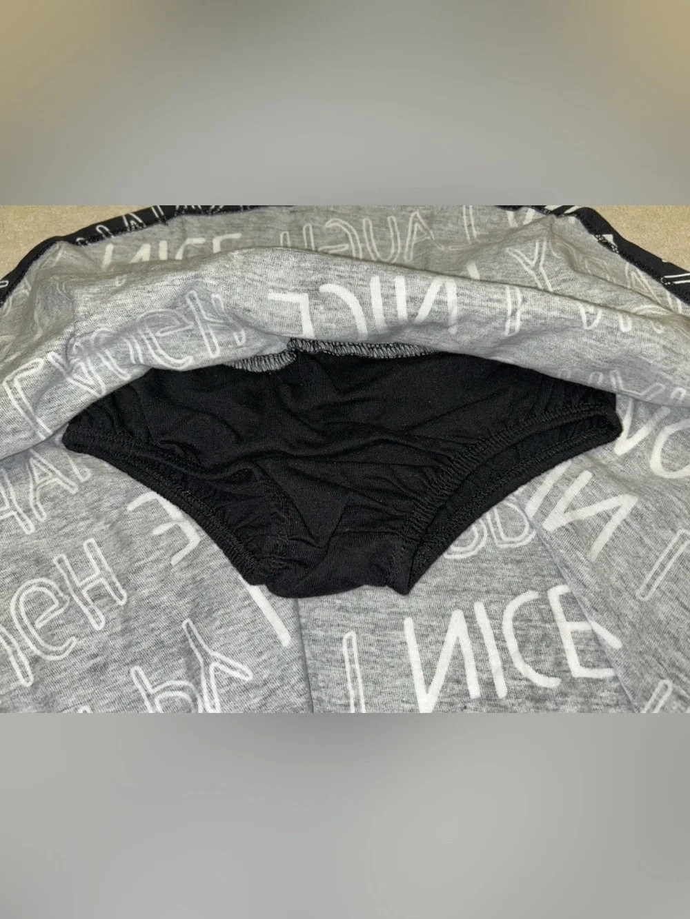 Black & White Graphic Print Typography Skort Love Laugh Happy Nice All-over Text - Picture 2 of 4